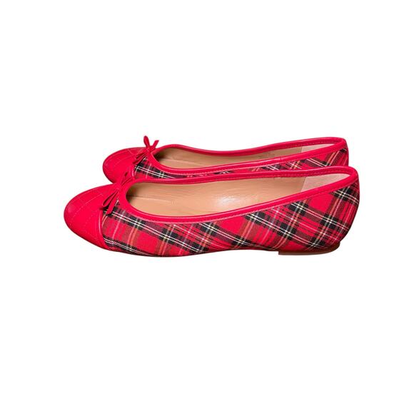 EUC Talbots Women 10 Blair Cap Toe Ballet Flats Tartan Plaid Christmas Plaid - Picture 8 of 15